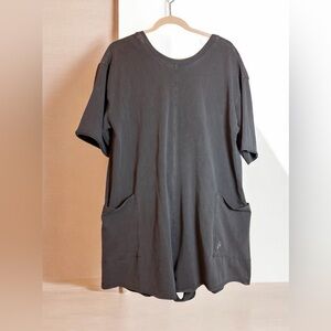 Free People Charcoal Short Sleeve Romper with Pockets